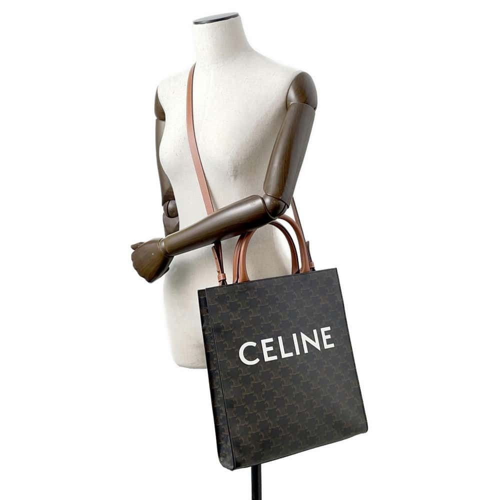Celine Triomphe Vertical Cabas Tote Bag Shoulder Tan - Picture 5 of 12